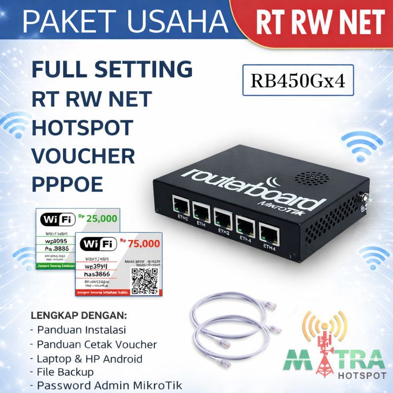 Mikrotik RB450Gx4 200 User Full Setting Untuk Usaha Wifi Hotspot Voucher RT RW NET