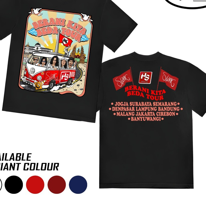 Kaos Slank Edisi Berani Kita Beda Tour x HS - Kaos Distro Slank Pria Wanita Unisex Hitam HS