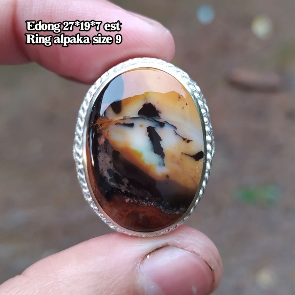 (BISA COD) Cincin Batu Akik Pancawarna Garut Asli Edong