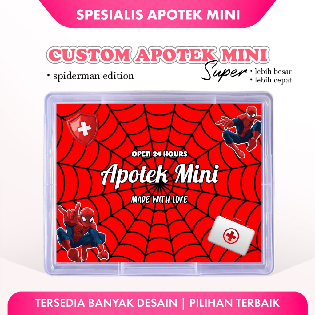 Apotek Mini Ready Custom Super Stiker Hadiah Karakter Tema - Spiderman