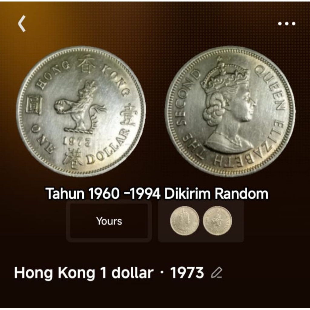koin kuno 1 Dollar Hongkong Koleksi Coin Lama Jadul Langka Asing Luar Negeri Mancanegara