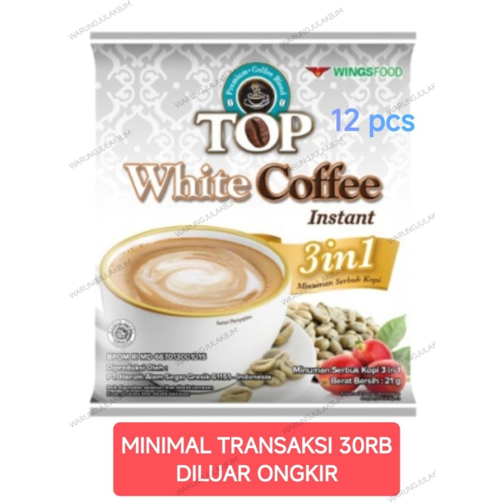 kopi top white coffee 1 renceng isi 12 sachet