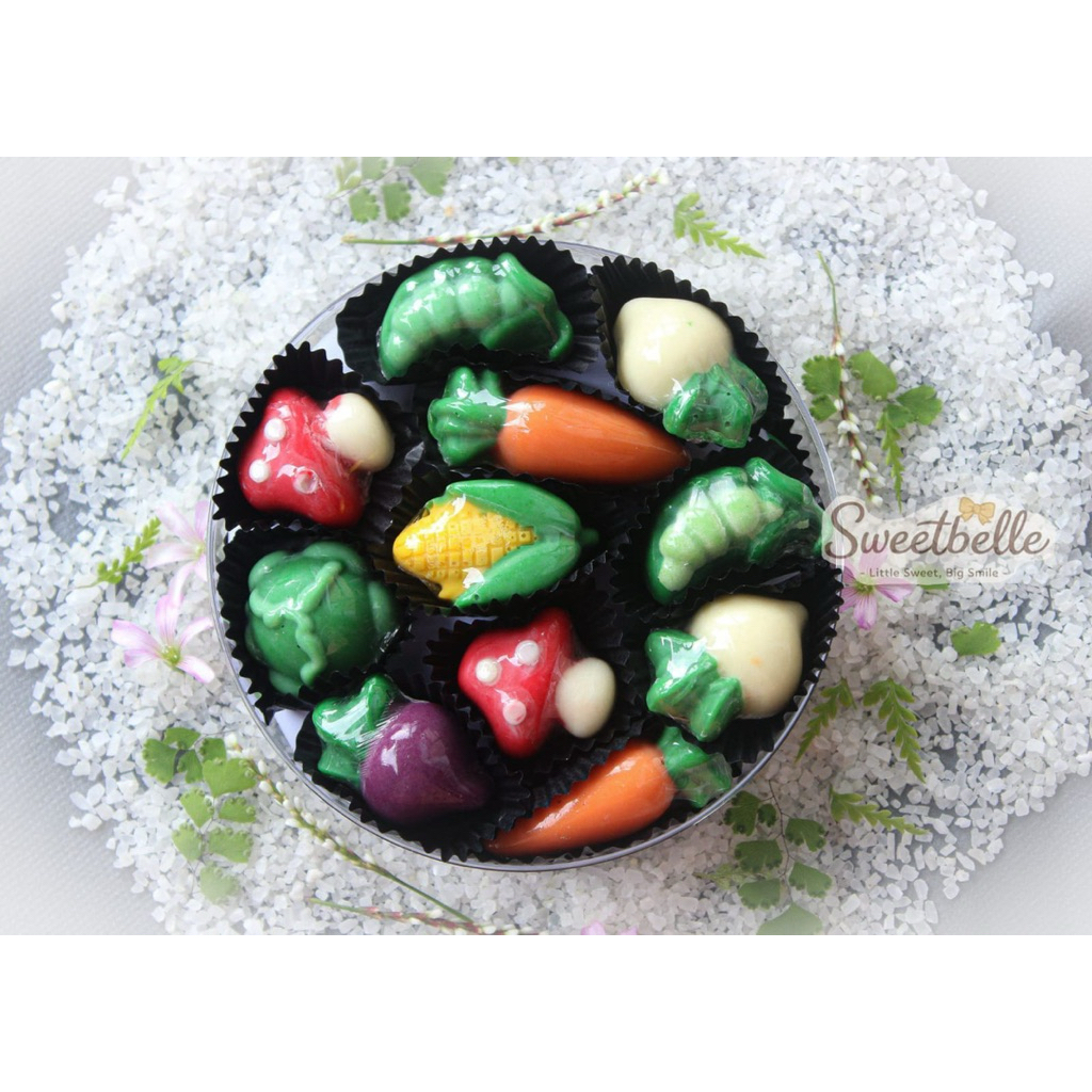 coklat karakter vegetable series by sweetbelle/jajan lebaran/jajan lebaran lucu/jajan lebaran viral/