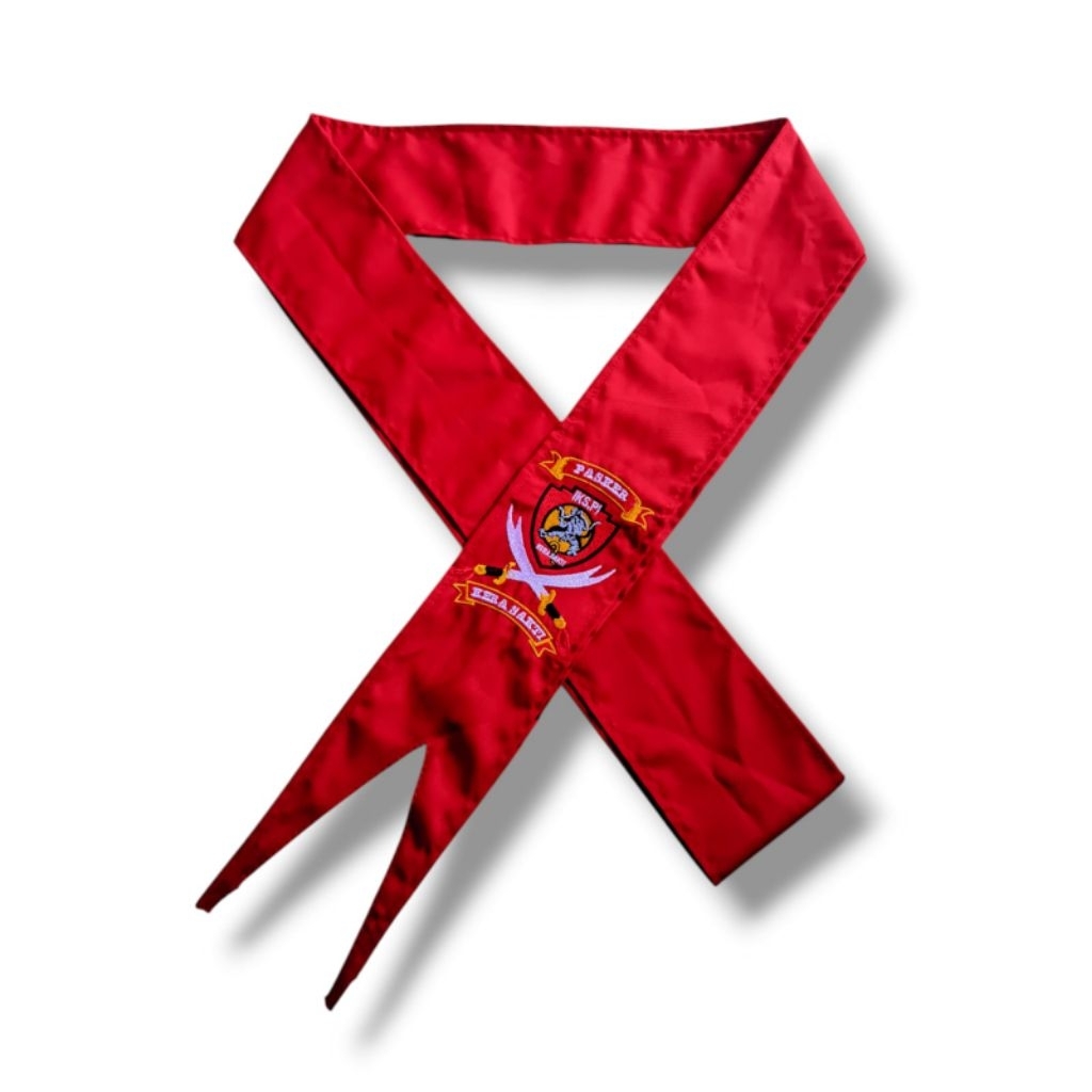 sabuk merah ikspi kera sakti bahan drel motif pedang panjang 3 mtr lebar 10 cm
