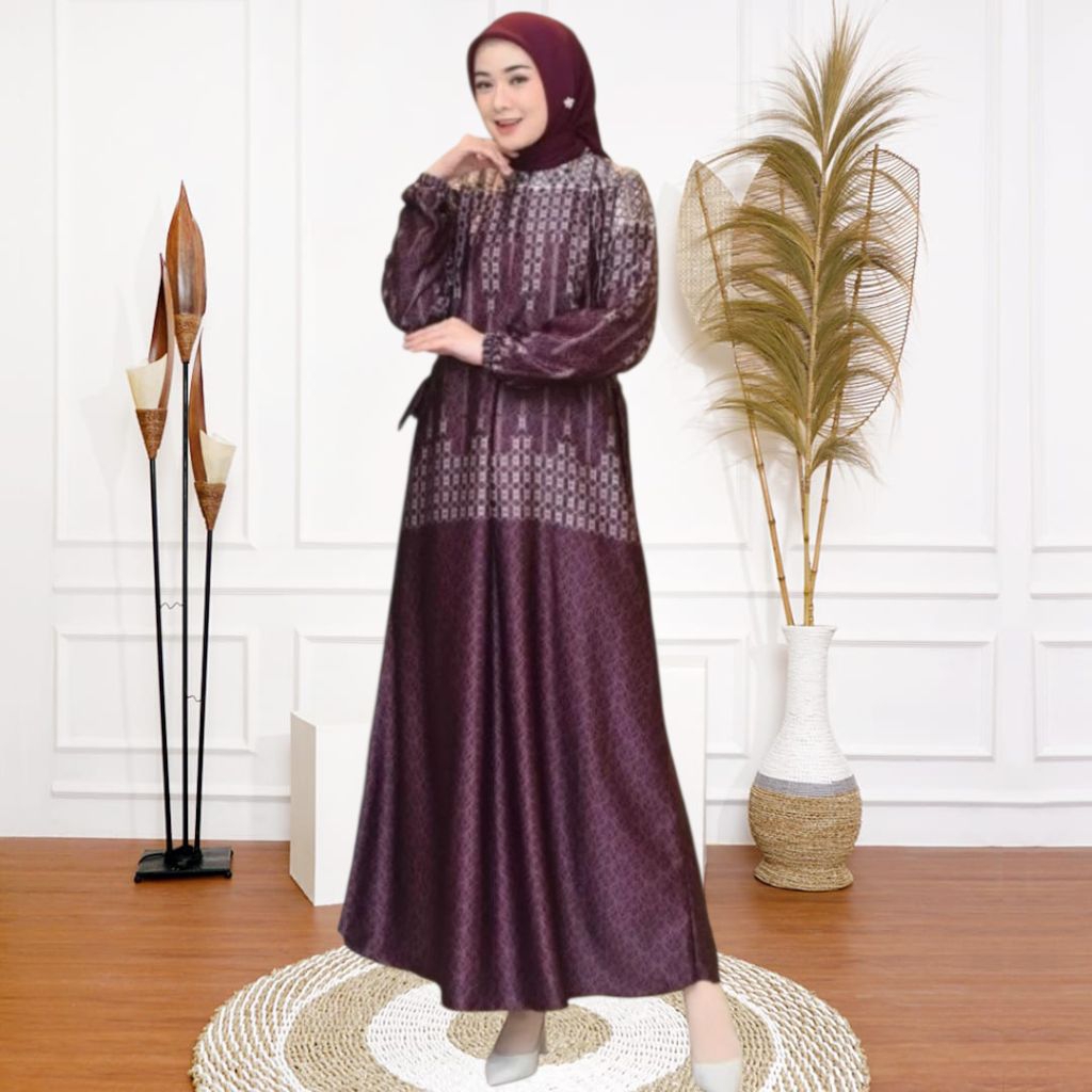 gamis silk mewah model terbaru kekinian dres batik model terbaru