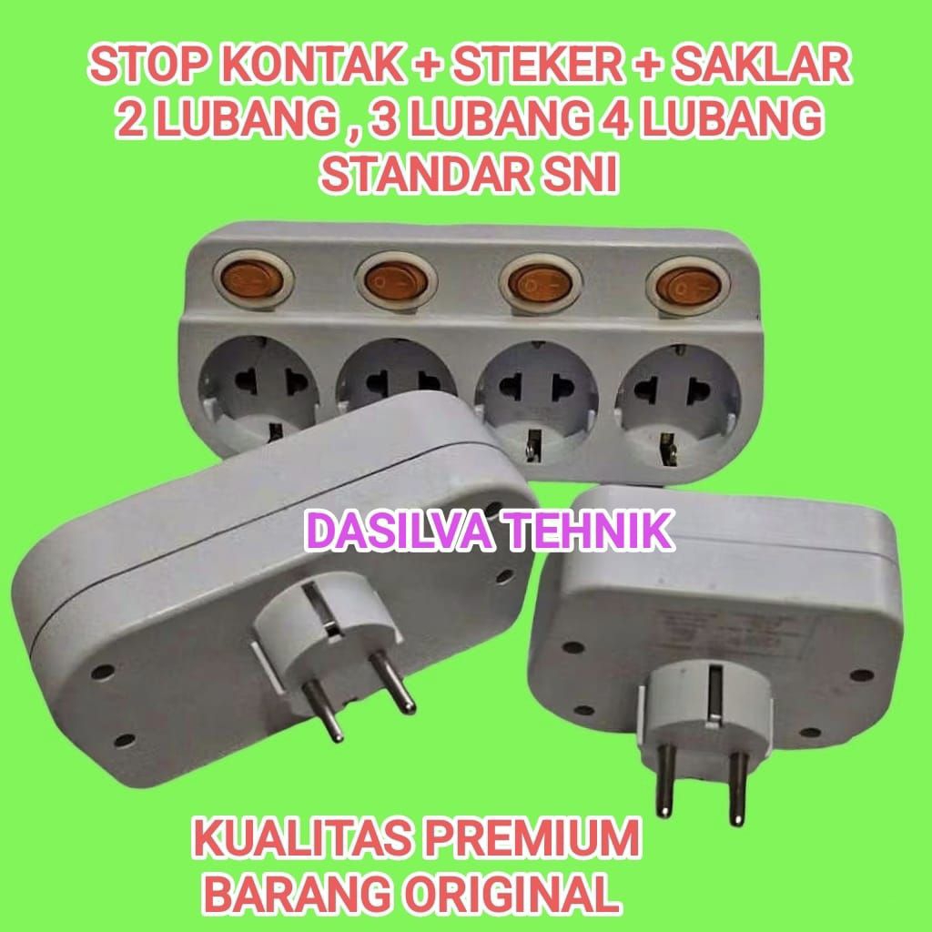 SNI Steker T Arde Stop Kontak 4 Lubang 3 Lubang 2 Lubang ONOF / Colokan Listrik T 4 Cabang 3 Cabang 