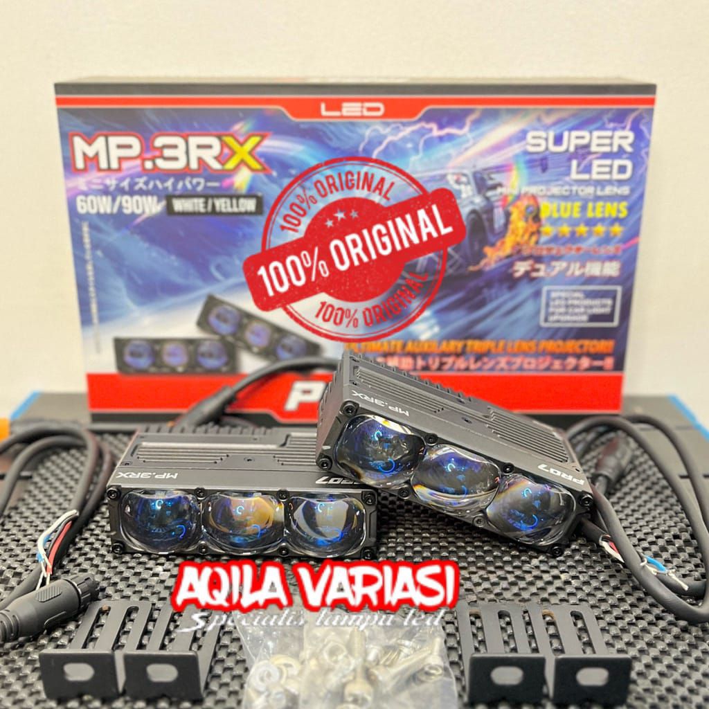 ORIGINAL MINI LASER PRO7 MP.3RX LAMPU SOROT 3 MATA LAMPU KABUT 60-90 WAT 2 CAHAYA MOTOR MOBIL