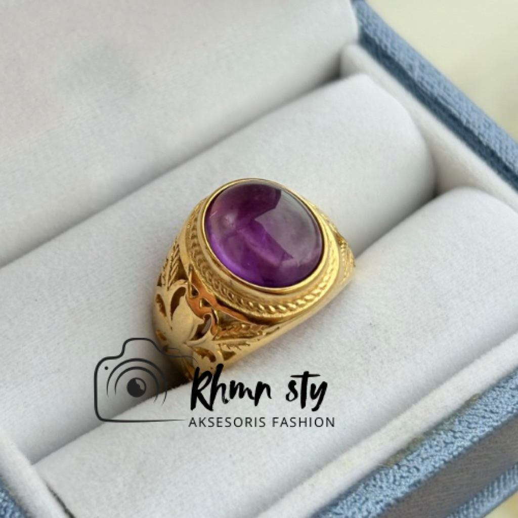 cincin Batu kecubung serat halus