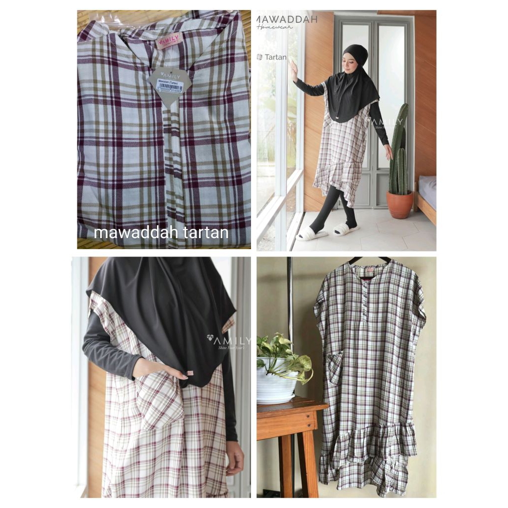 [Agen Resmi] Amily Mawaddah Home Wear Motif Kotak Bahan Rayon Twill All Size Daster Rumahan Motif Ca