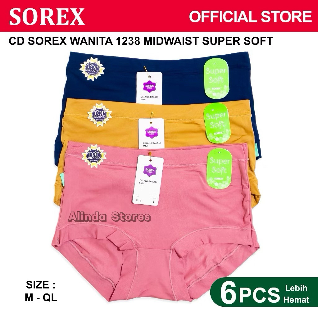 Isi 6 Pcs Sorex Celana Dalam Wanita Jumbo Lusinan 1238 Super Soft Original Privasi Aman