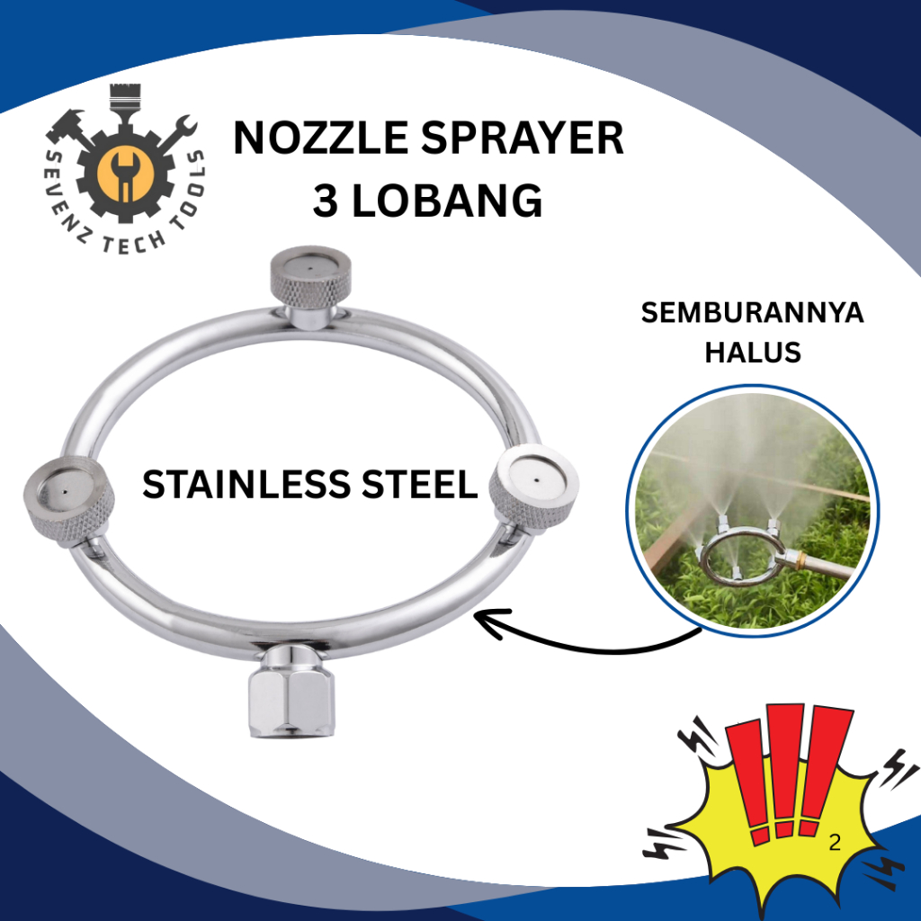 NOZZLE SPRAYER MISTING 3 LOBANG STAINLESS / NOZZLE SPRAYER KABUT SUPER HALUS 3 TITIK MELINGKAR / NOZ