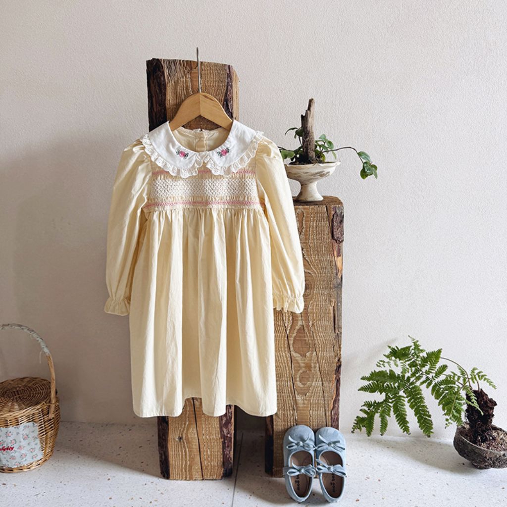 [Mommyhoky] Duducream -Dress anak perempuan premium Dress anak Korean style  Smocked Dress anak pere