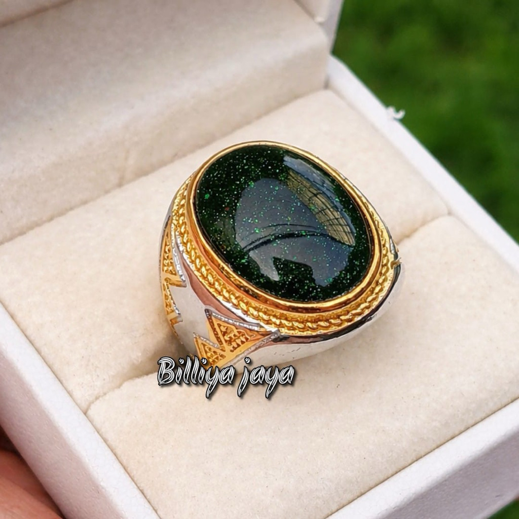 CINCIN BATU PASIR EMAS HIJAU DAUN SIAP PAKAI