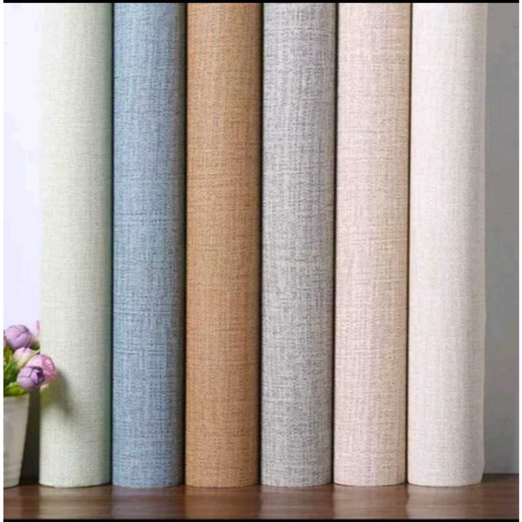 Wallpaper dinding linen rol wallpaper foam dekorasi kamar wallpaper estetik 50x80cm