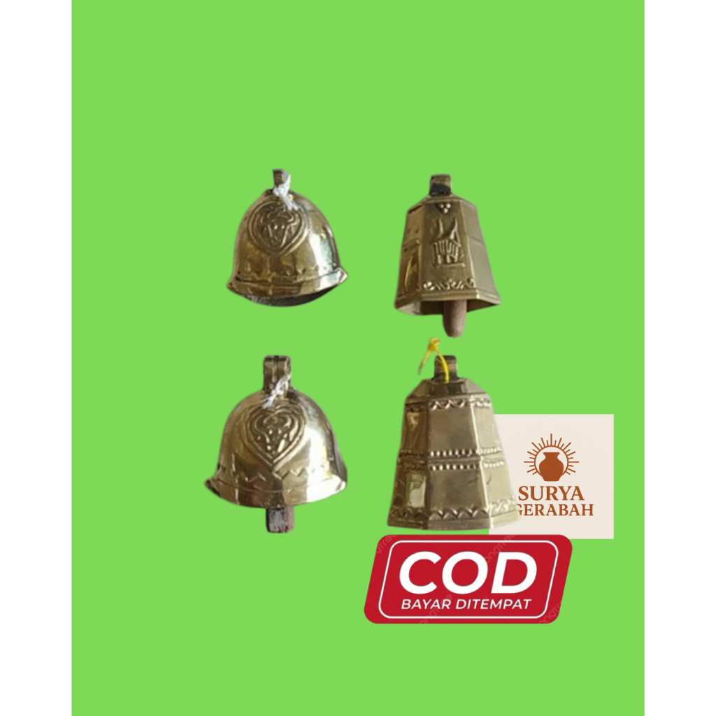 Lonceng Kuningan Klontong Sapi - Suara Nyaring, Finishing Elegan, Finishing Antik