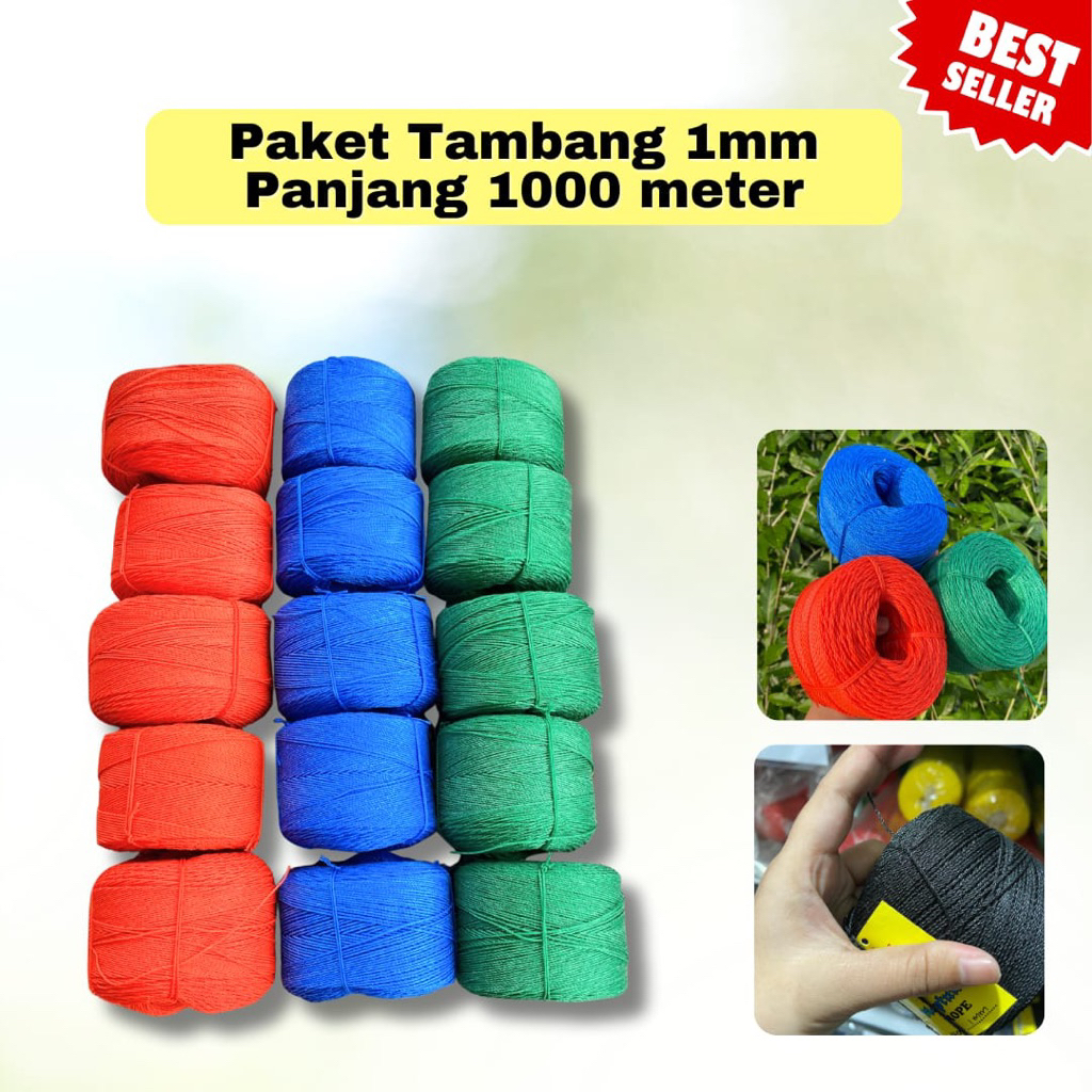 Paket Bundling Tambang 1mm Panjang 1000 Meter-Tali Tambang 1mm Isi 5 Roll-Tambang 1 Mili Paket Isi 5