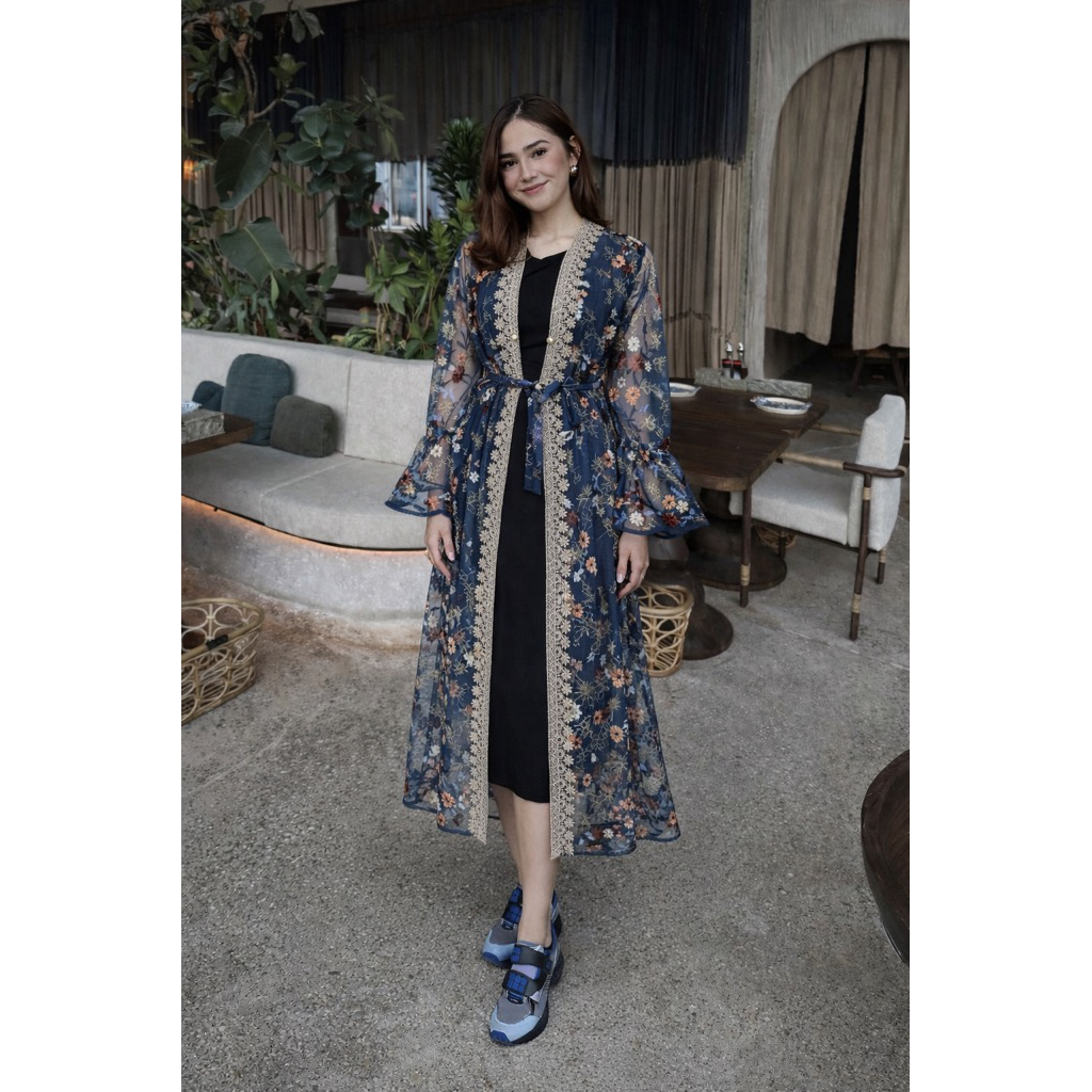 Sentosajaya_1 Dress Raya Series Long Outer Brukat Tile Garden Hijab Mewah