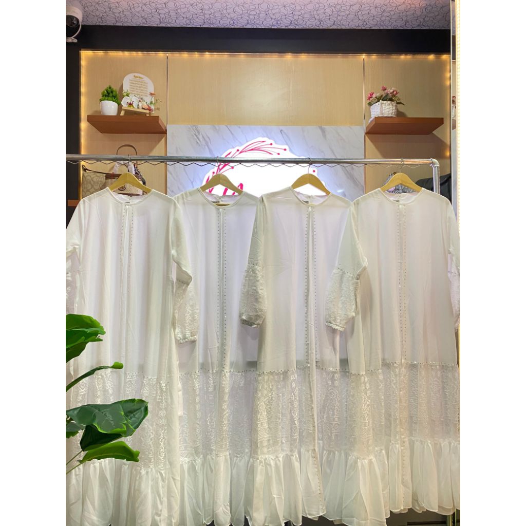 abaya putih ceruty outer premium import