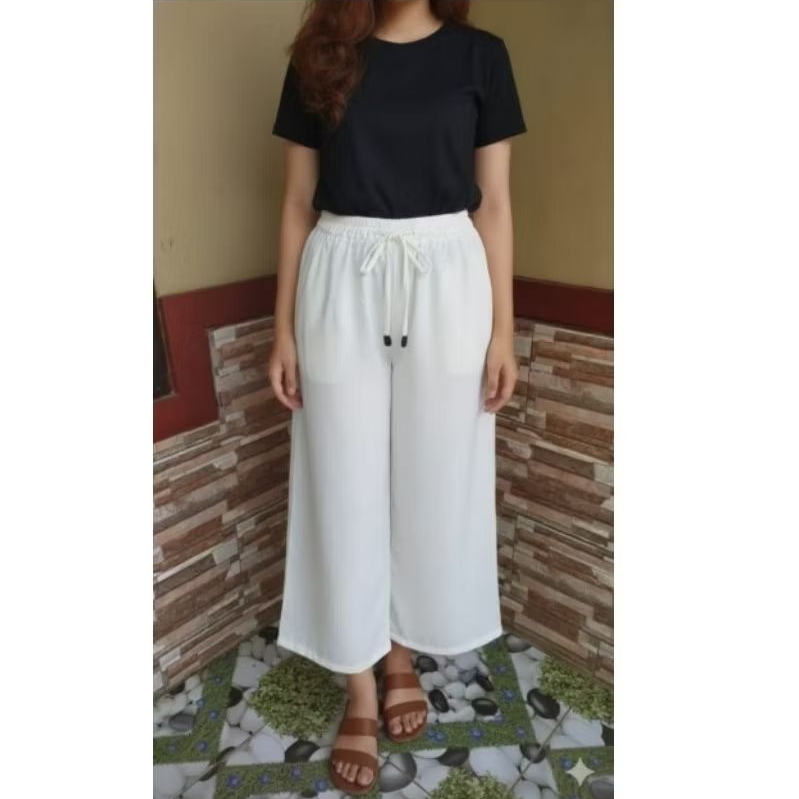 celana kulot panjang putih