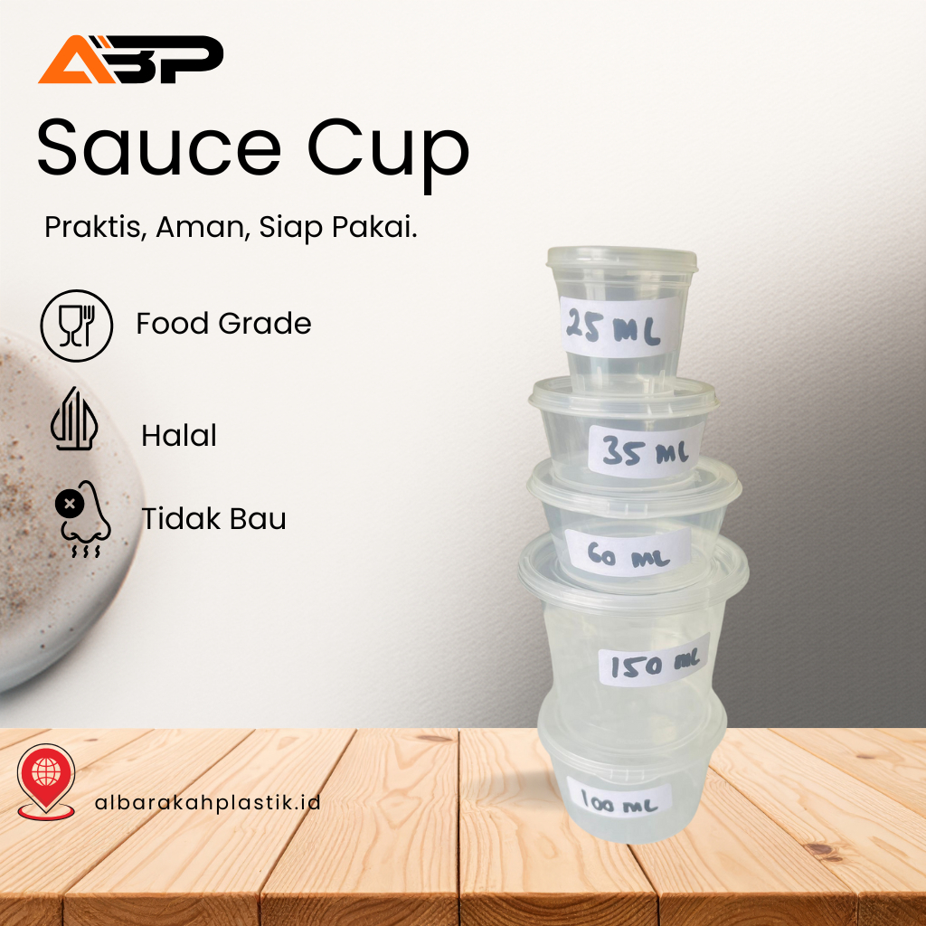 Sauce Cup Plastik + Tutup / Cup Sambal / Cup Saus