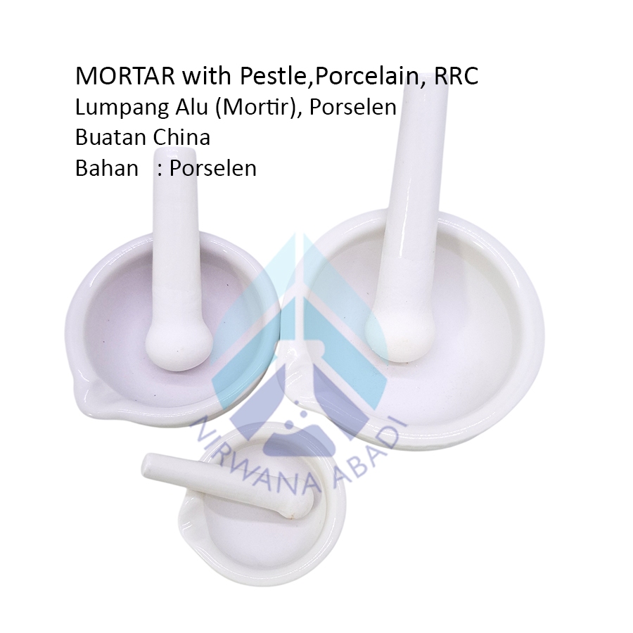 Mortir Porselen China, Mortar with Pestle Porcelain RRC, Lumpang Alu Porselin