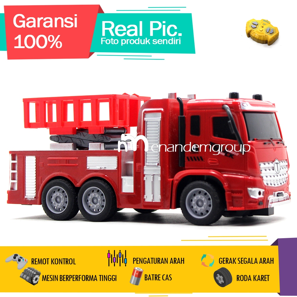 Mainan Mobil Remot Kontrol RC Truk Fuso Pemadam Kebakaran 911 Emergency Fire Rescue