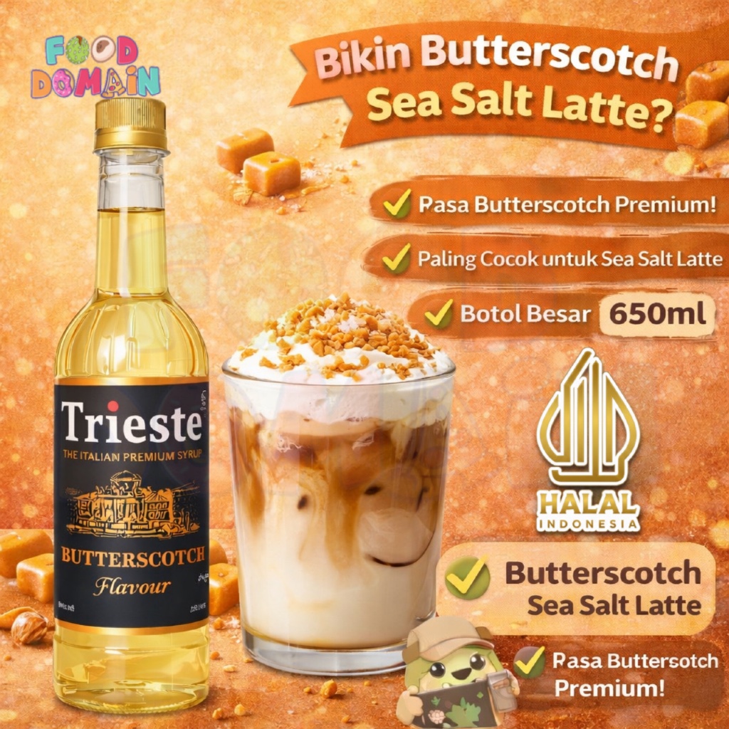 Trieste Syrup Butterscotch - Sirup Rasa Butterscotch 650ml - Untuk Butterscotch Seasalt Latte Frappe