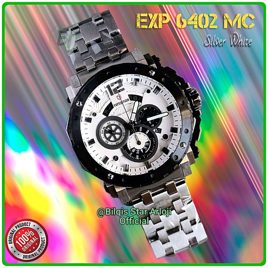 Jam Tangan Pria Besar Expedition E6402 Mc Tali Rantai Stainless Steel Silver Original