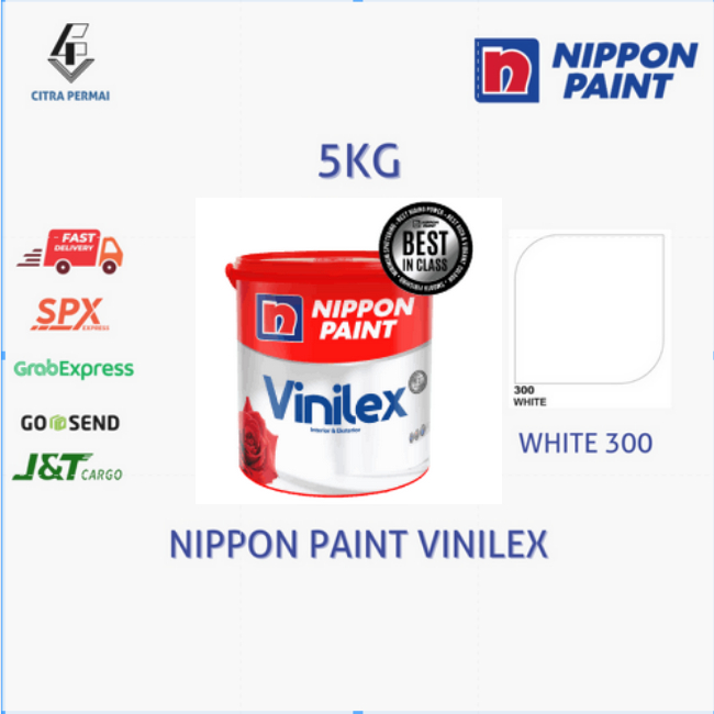 NIPPON PAINT CAT TEMBOK VINILEX WHITE 300 5KG / CAT TEMBOK NIPPON PAINT / CAT TEMBOK PUTIH / CAT TEM