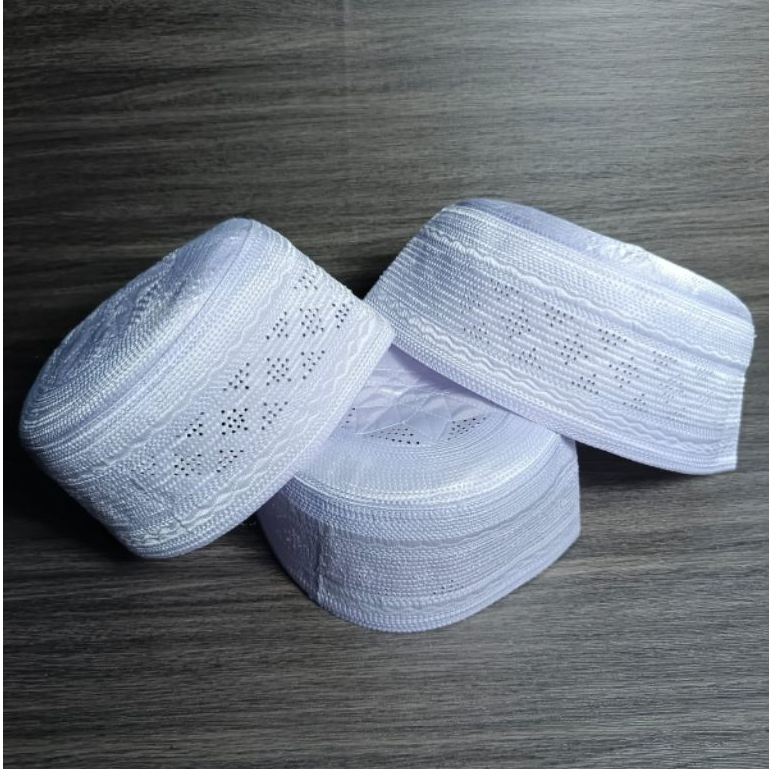 ( GROSIR ISI 10 PCS ) PECI SONGKOK KOPIAH BANGLADESH ALDAN / KOPEAH HAJI PUTIH