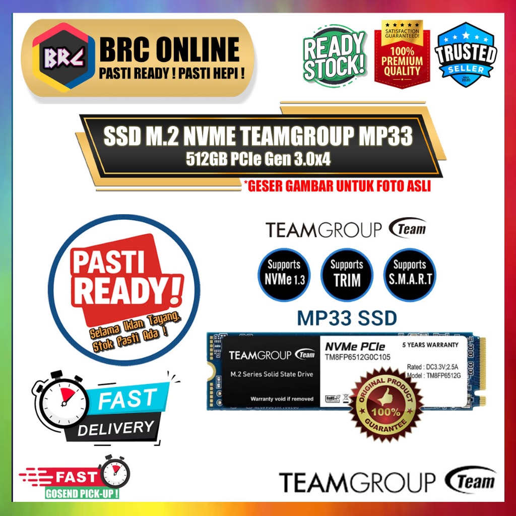 SSD TEAMGROUP 512GB M.2 NVMe MP-33 Team MP33 2280 PCIe Gen 3.0 [GARANSI RESMI]