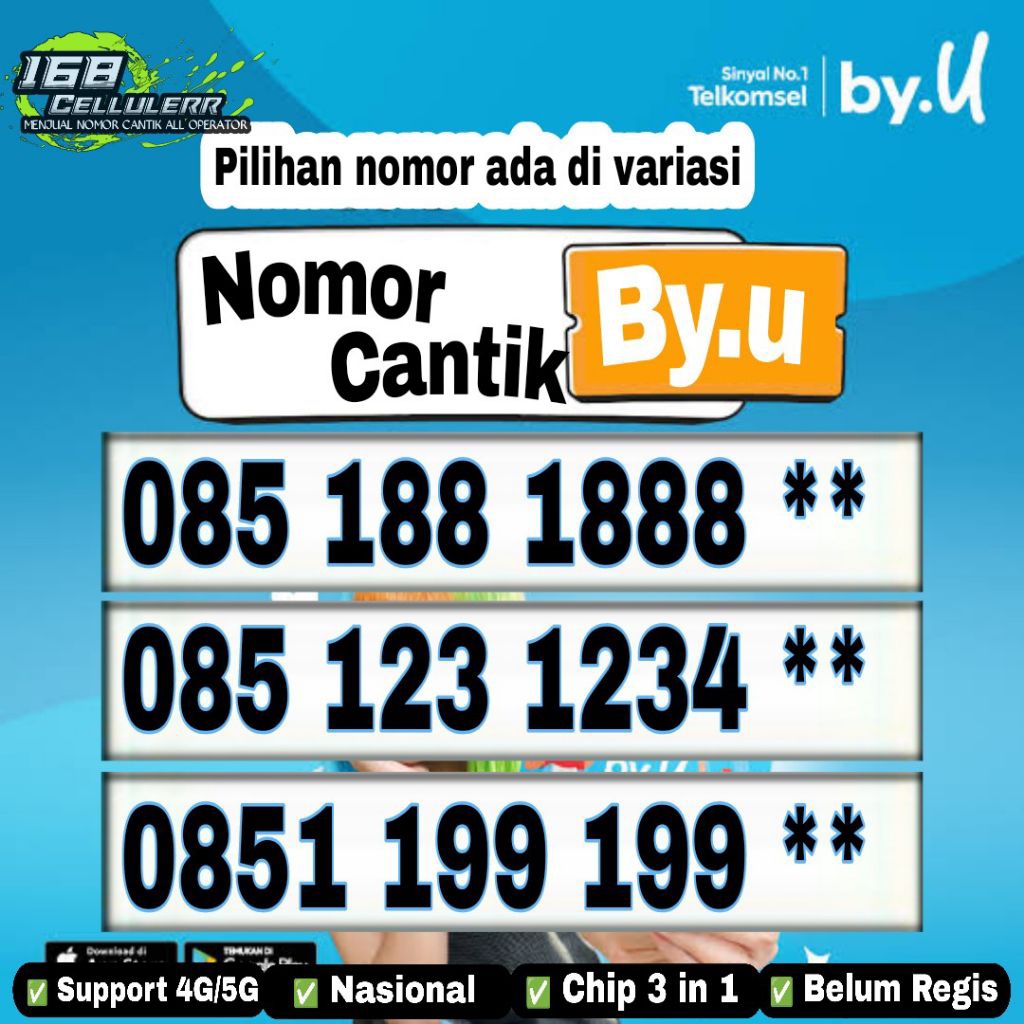 nomor cantik by.u perdana telkomsel 1888