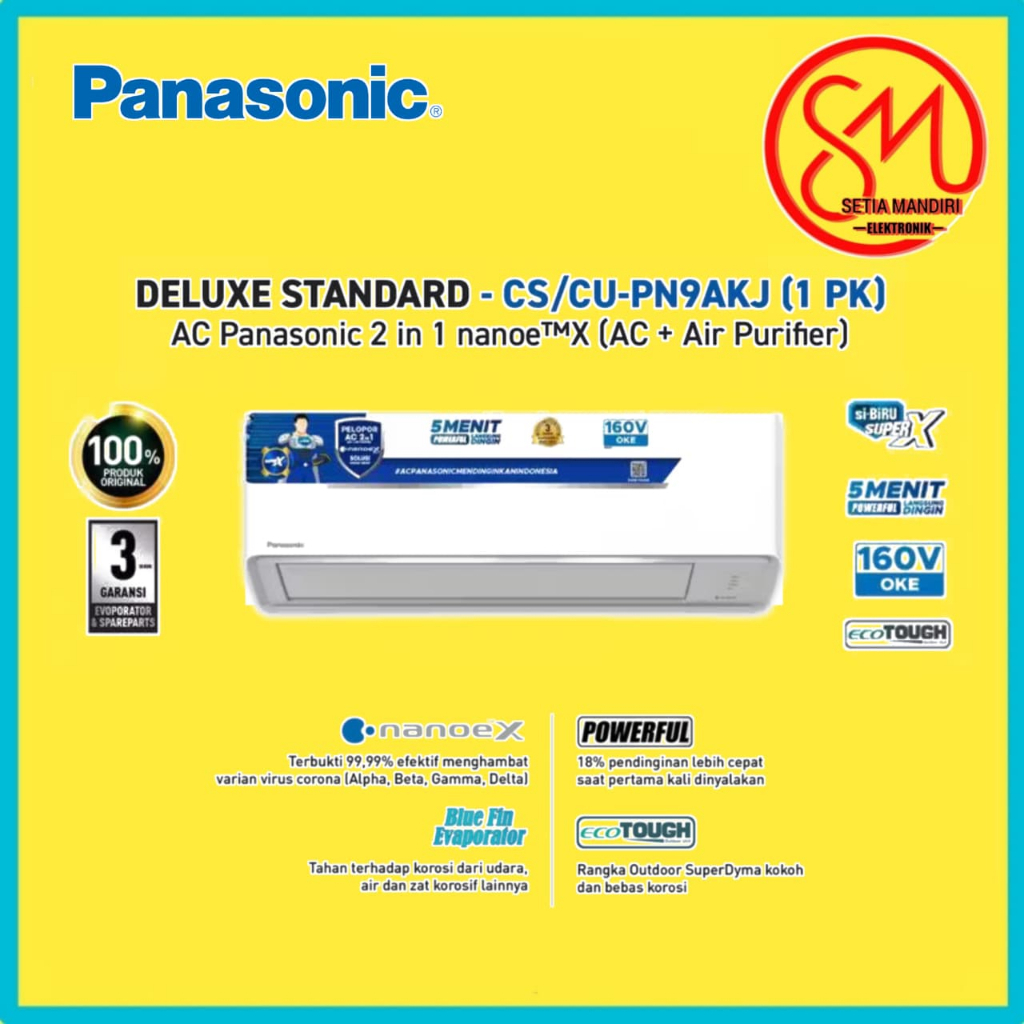 AC PANASONIC [1 PK] Nanoe-X  AC Split Standard Air Purifier Daya Rendah +  1 PK CS/CU-PN9AKJ
