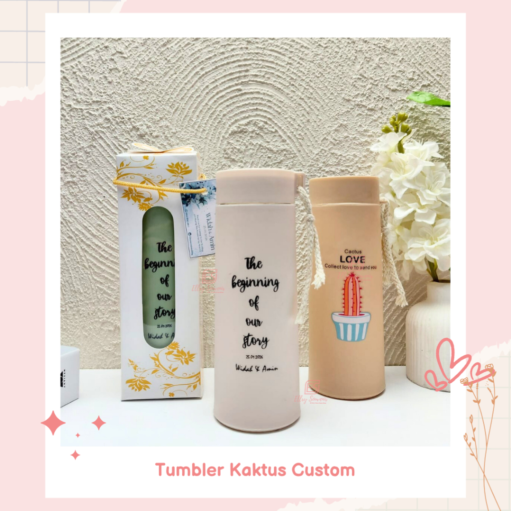 Souvenir Botol Tumbler Kaca Kaktus Custom Sablon