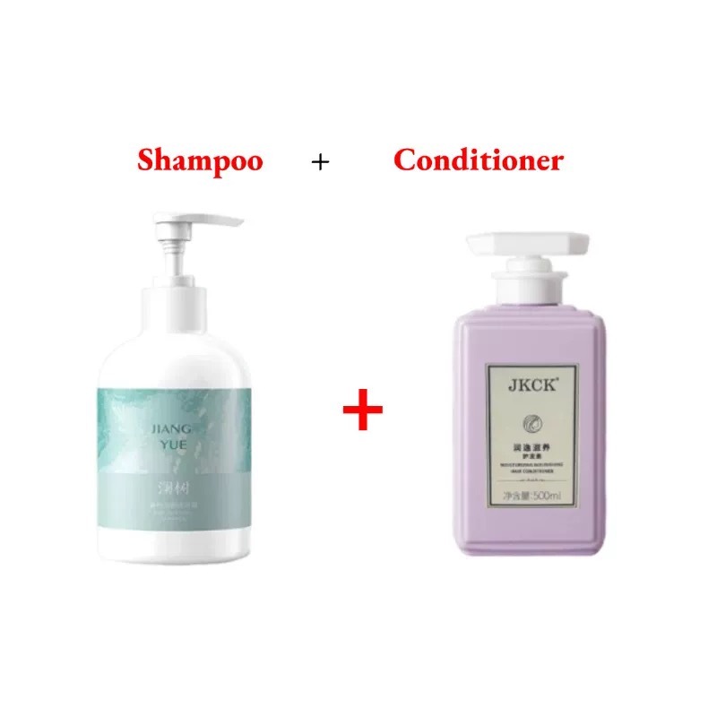 JKCK LANSHU Shampoo conditioner set minyak pengendalian kembang anti-patah rambut kuat