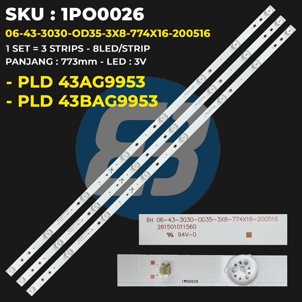 Backlight TV Polytron 43 Inch PLD-43AG9953 43BAG9953 43S883