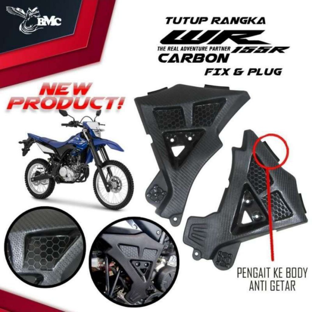 FRAME GUARD WR 155 MOTIF CARBON PELINDUNG RANGKA WR155