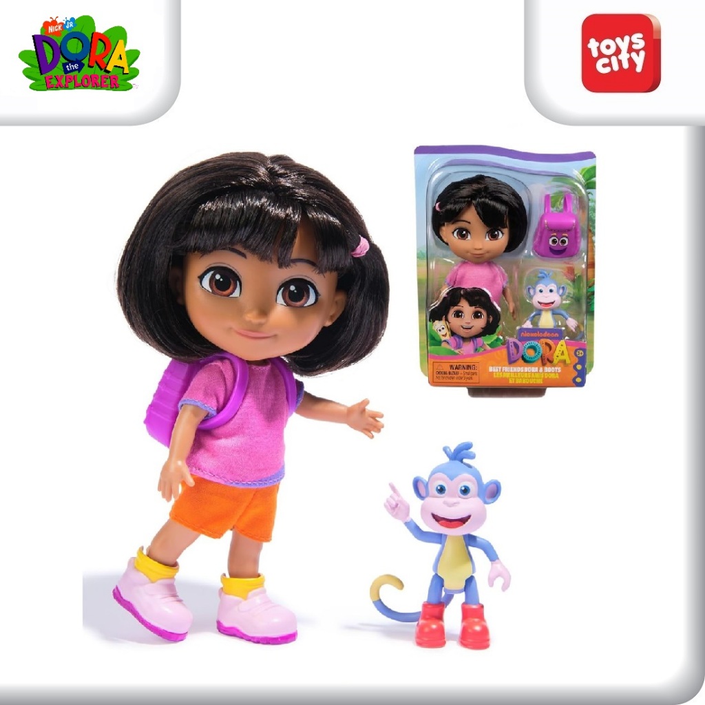 Dora Best Friends Dora & Boots Set, 6-inch Doll with Clothes, Backpack & Boots Toy Figure Mainan Ana