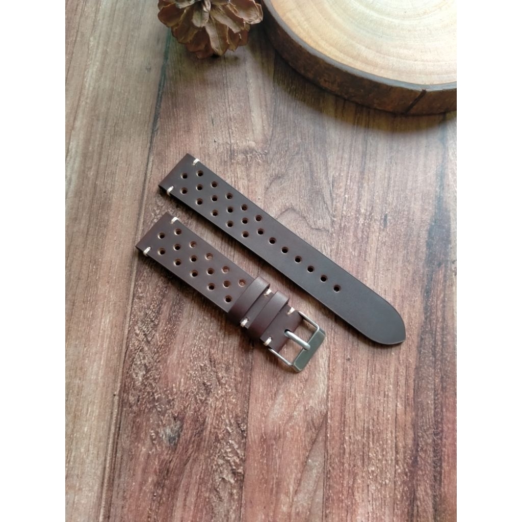 tali jam kulit asli 20mm model rally , leather watch strap rally lug 20