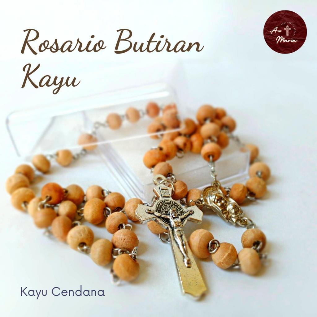 Rosario Butiran Kayu Cendana Lokal