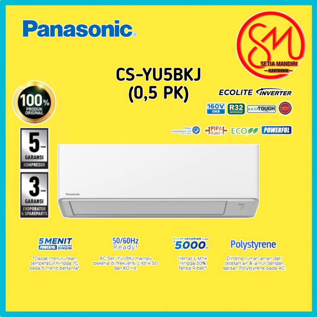 Panasonic AC Split Inverter YU Series 0,5PK | Low Watt | Hemat Listrik | CS-YU5BKJ