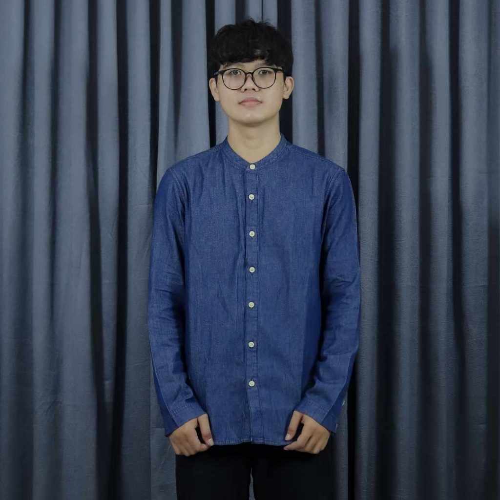 Cardinal Kemeja Koko Slim Fit Pria Kemeja Denim Kasual Polos CAHAI02624J 17A Original