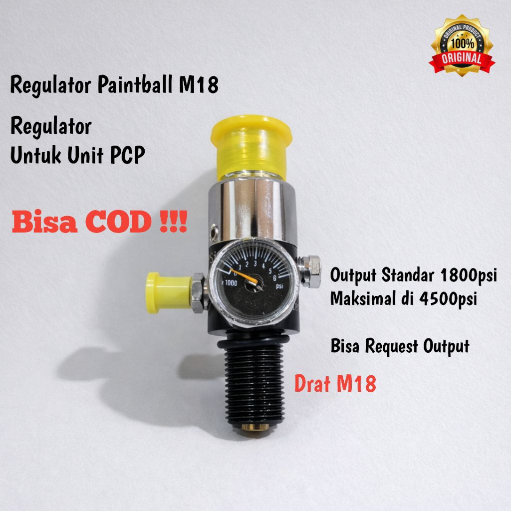 Regulator Paintball M18, Regulator PCP Drat M18, Regulator Untuk Unit PCP, Regulator PCP Import