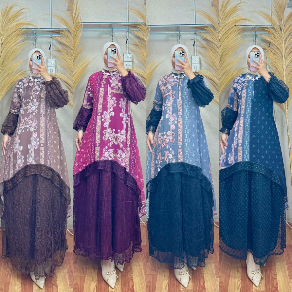 GAMIS CANTIK MEWAH GAMIS SERUTY MIX BROKAT GAMIS SERAGAMAN PESTA KONDANGAN LD105 LD110 LD120