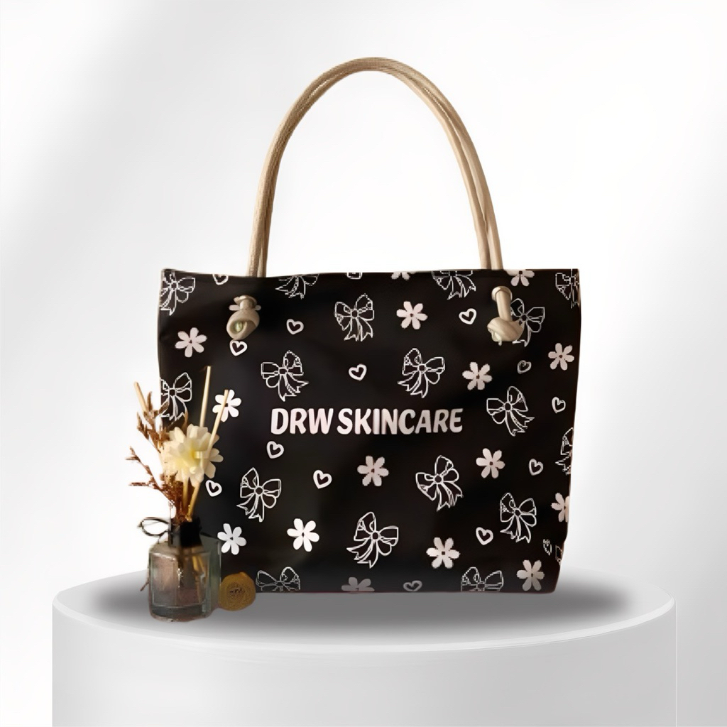 Tas Wanita Tote Bag  Tali Sumbu Motif Pita Resleting