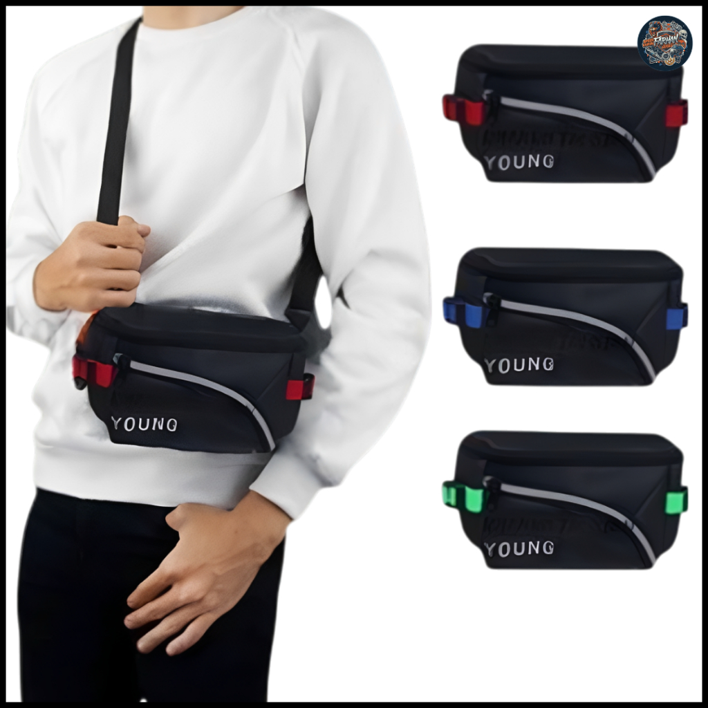 Tas Selempang Pria Motif hitam Polos Stylish