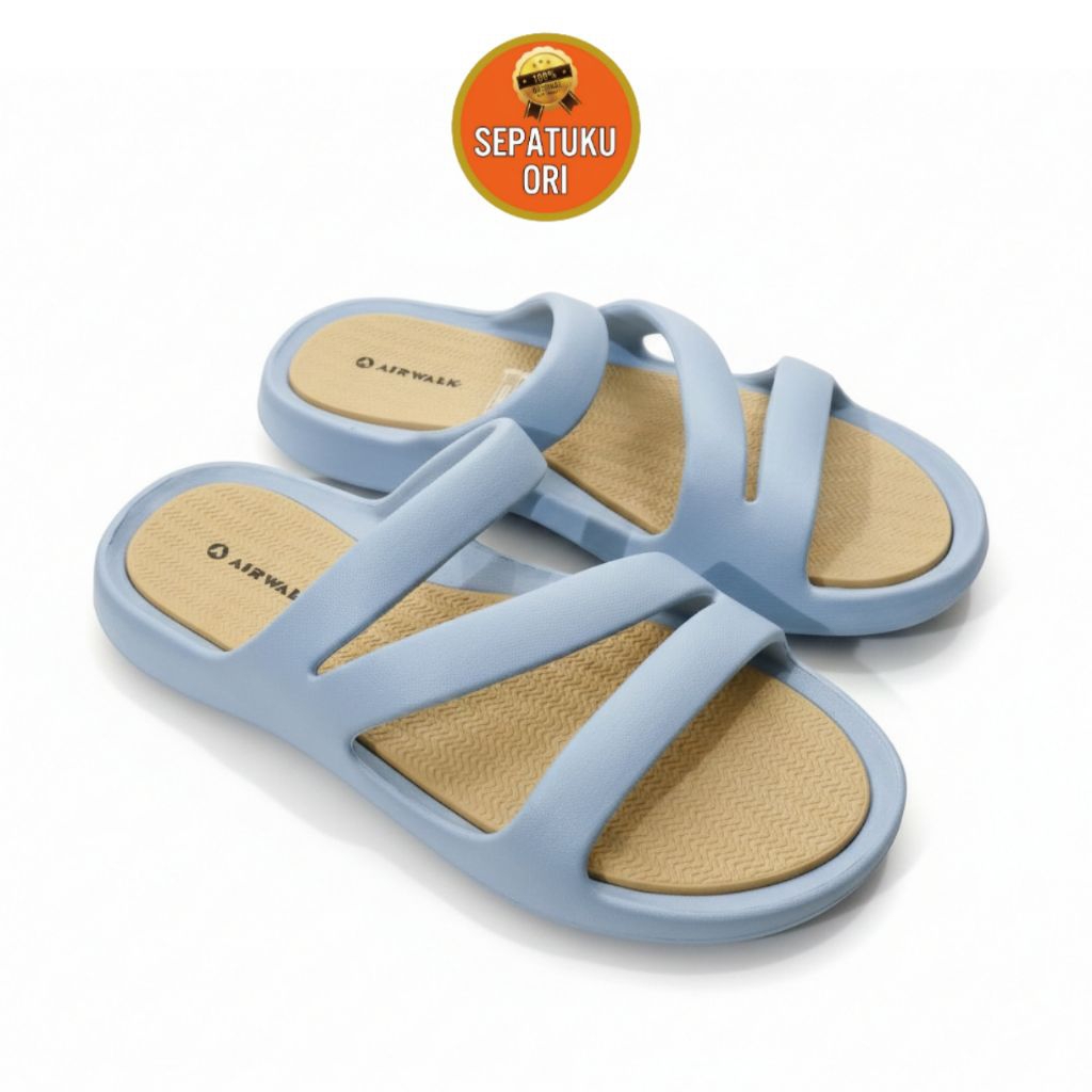 SANDAL WANITA (38/24.5cm) AIRWALK CLARA WOMENS BLUE BEIGE NEW ORI BNIB