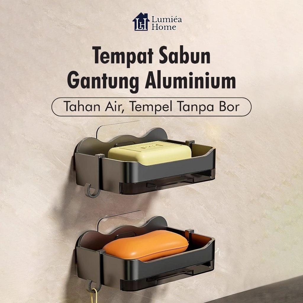 Lumea Home - Tempat Sabun Tempel Dinding - Wadah Sabun Kamar Mandi - Tempat Sabun Plastik Tanpa Bor
