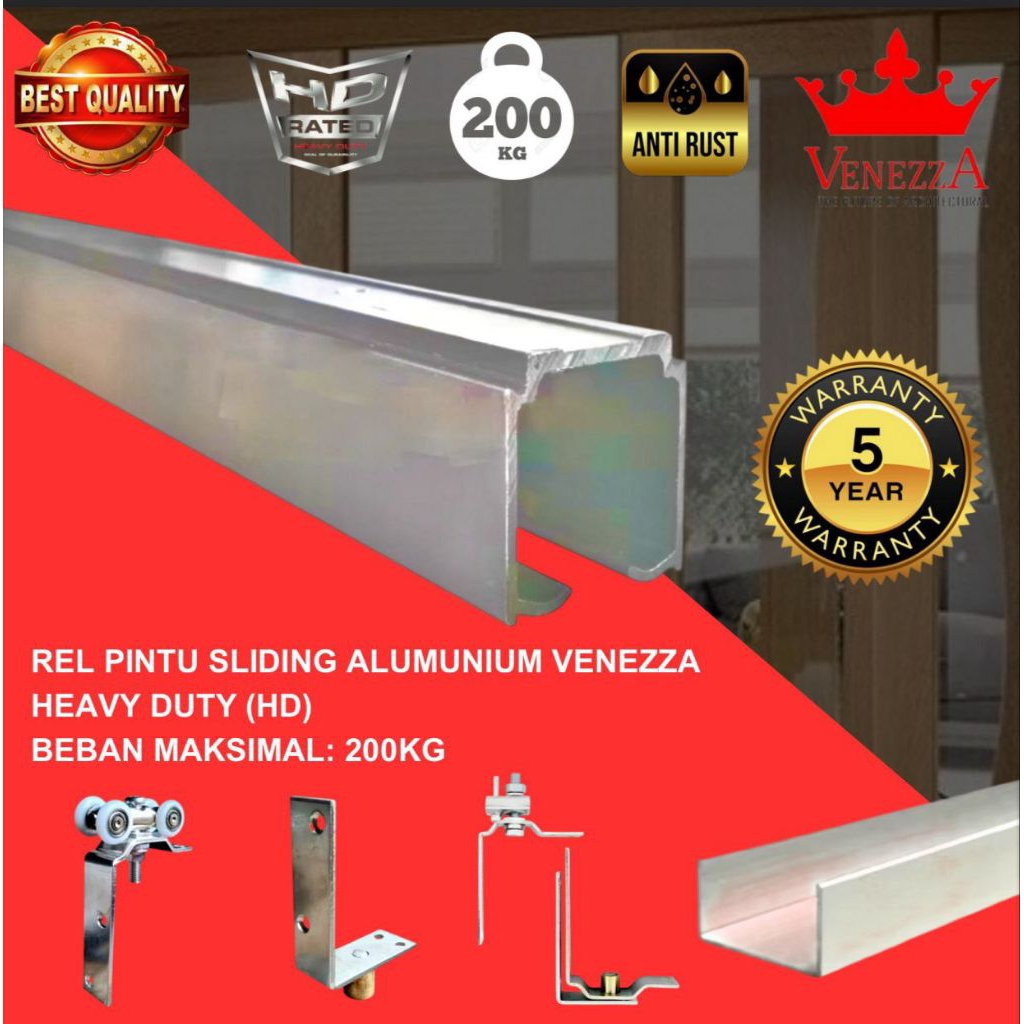 Rel Pintu Lipat Sliding Geser Gantung Aluminium Venezza Panjang 3 METER - Satu Sisi