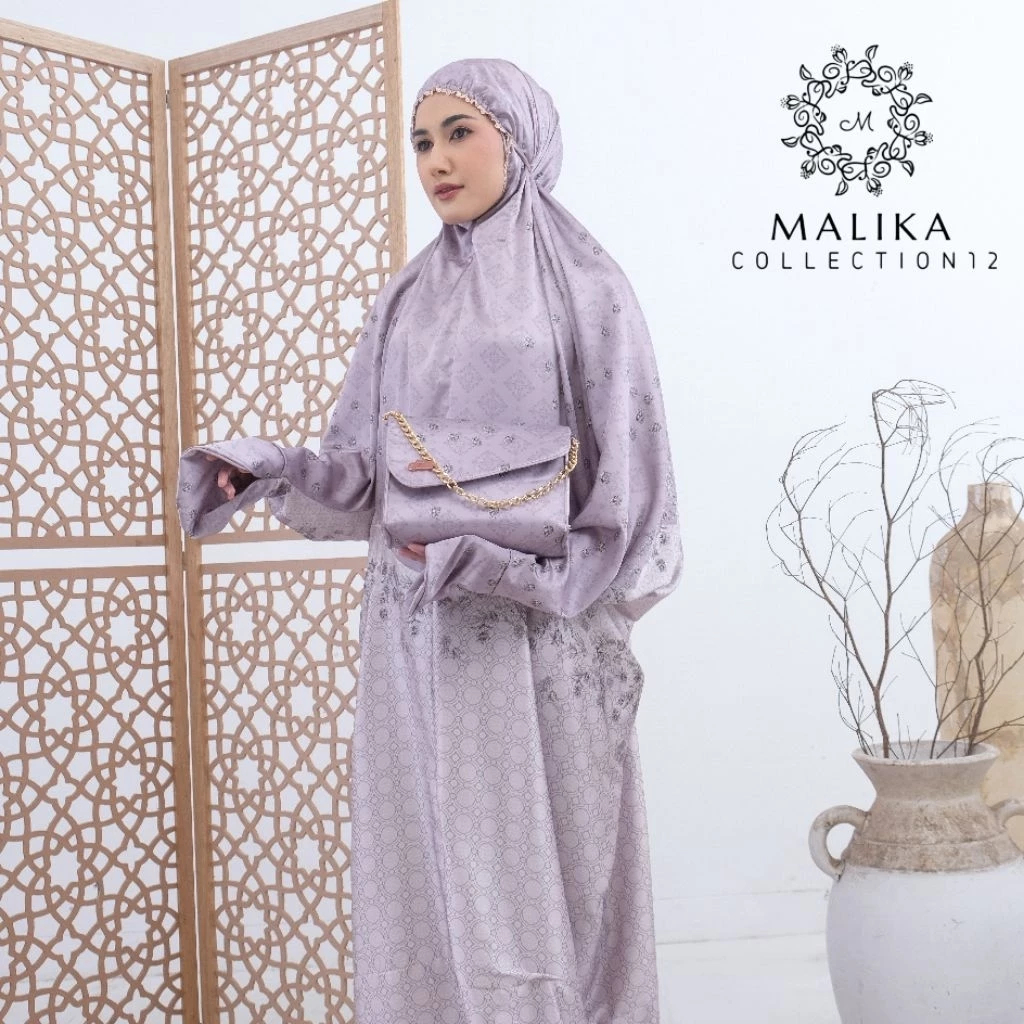 Mukena Terusan Dewasa Bahan Sutra Silk Premium Motif Alisa Series